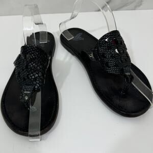 Freebird By Steven Women's Thong Sandals Size 8 Leather Flat Moon Stars Black